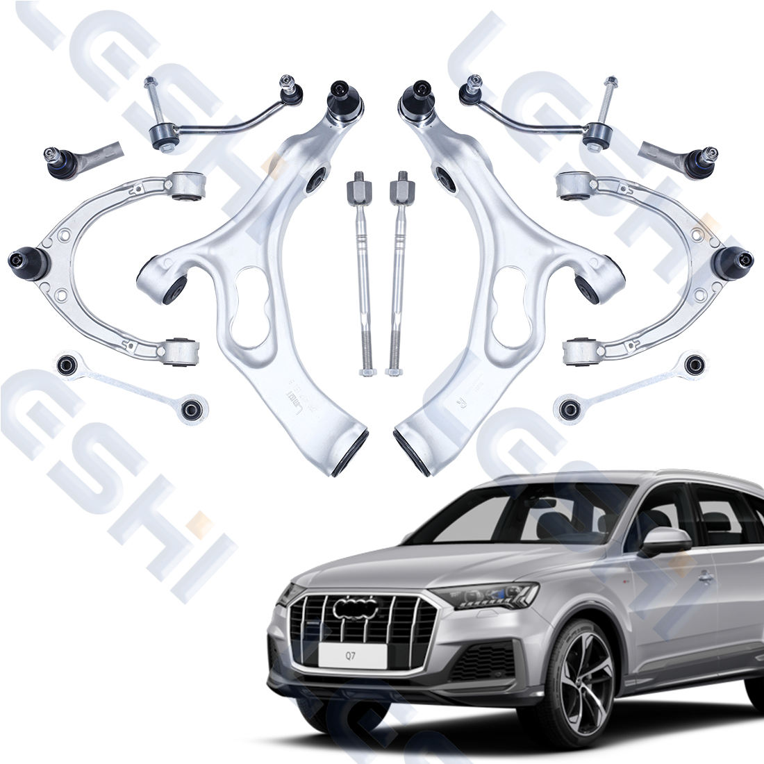 Leshi Auto Left Lower Control Arm Balljoints Rack Ends And Tie Rod Ends Adjustable Sway Bar Link For Audi Q7 4l